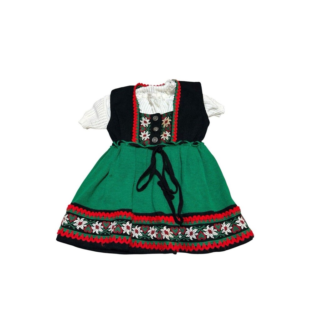 Vintage German Girls Dirndl Dress Set Edelweiss Embroidered Size 98